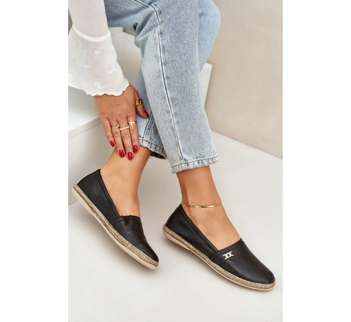 Elegantní Kožené Espadrilky Dámské model 21684110 Černé - Zazoo