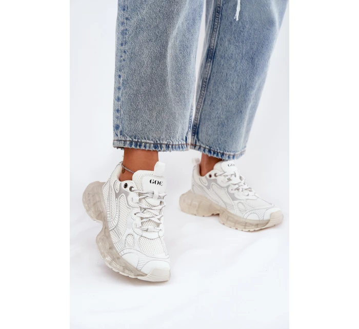 Dámské Kožené Tenisky model 21691437 Béžové - Goe