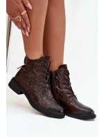 Dámské boty z přírodní kůže vyhřívané model 21712466 čokoládové - Artiker