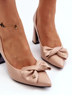 Lodičky na vysokém podpatku s mašlí, Béžová Ariemessa