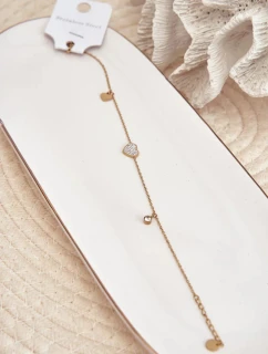 Náramek na kotník se zlatým srdcem