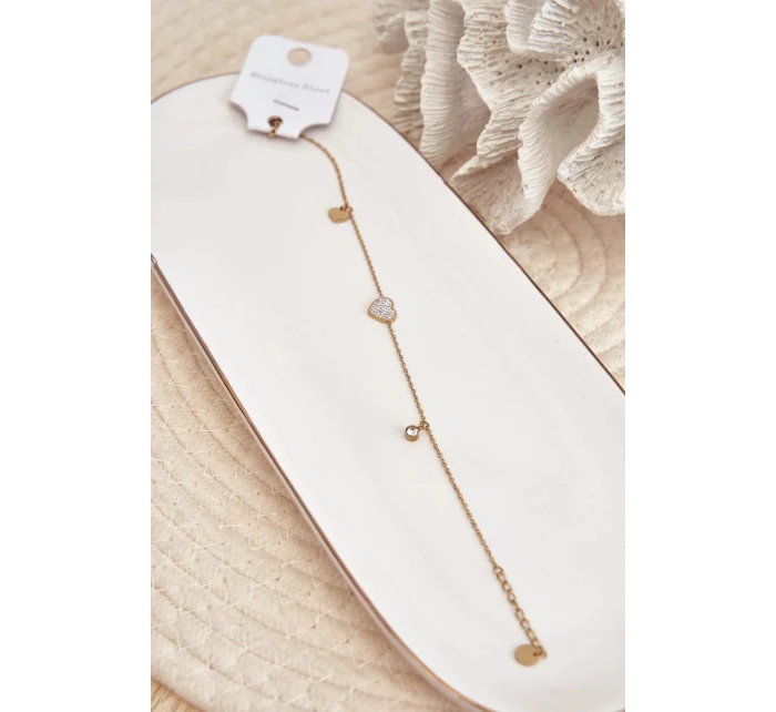 Náramek na kotník se zlatým srdcem