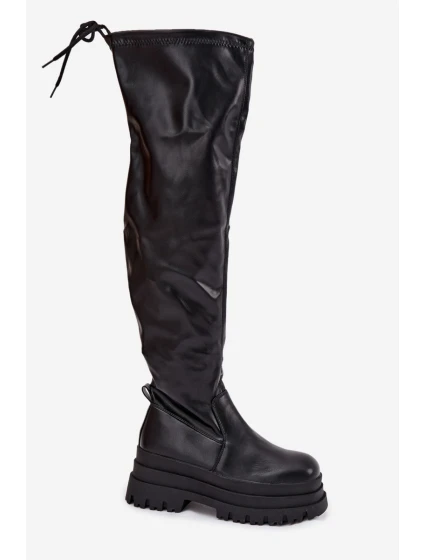 Dámské kozačky nad kolena na masivní platformě Erisna – černé