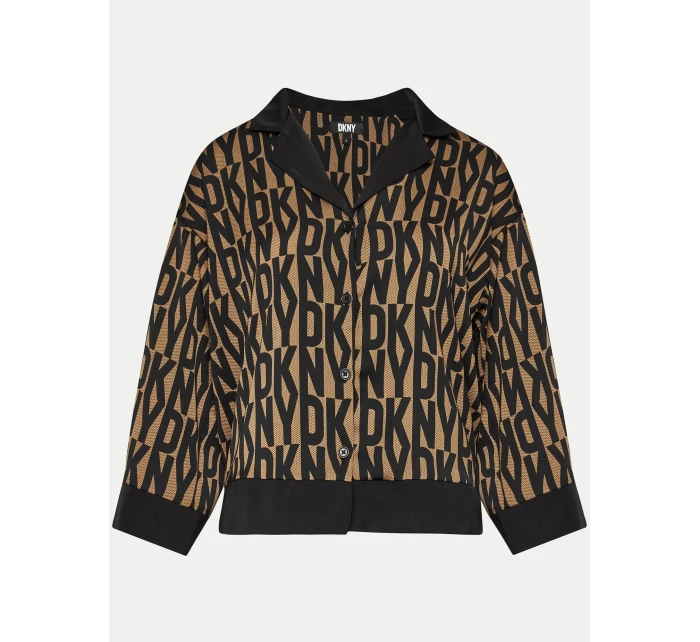 Dámské pyžamo YI90017 202 hnědé s potiskem - DKNY