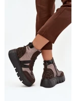Dámské zateplené kotníkové boty na platformě 58562 Hnědá vzor - Vinceza Dámské zateplené kotníkové boty na platformě 58562 Hnědá vzor - Vinceza