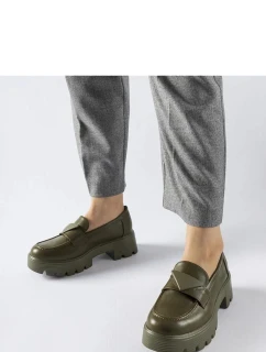 Dámské mokasíny model 21865033 Khaki tmavě zelená Solea - Inello