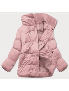 Krátká růžová zimní bunda s vysokým stojáčkem (5M729-46)
