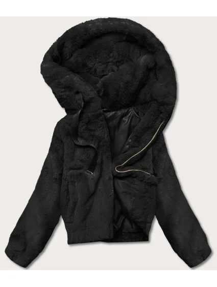 Krátká černá dámská kožešinová bunda (R8050-1) Krátká černá dámská kožešinová bunda (R8050-1)
