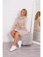 Šaty s kapucí a kapsami béžové