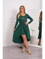 Šaty s ozdobným páskem a nápisem tmavě zelené Šaty s ozdobným páskem a nápisem tmavě zelené