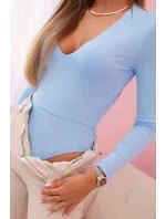Dámská halenka s dlouhým rukávem a hlubokým výstřihem modrý Dámská halenka s dlouhým rukávem a hlubokým výstřihem modrý