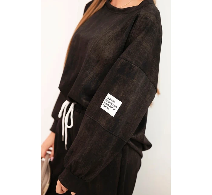 Dámská oversize souprava z viskózy s efektem praní černá Dámská oversize souprava z viskózy s efektem praní černá