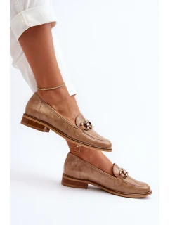 Kožené dámské lakované mokasíny model 21652958 hnědé - Laura Messi