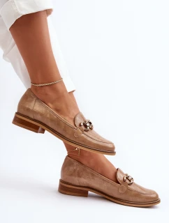 Kožené dámské lakované mokasíny model 21652958 hnědé - Laura Messi