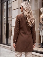 Klasický jednoradový dámský kabát v čokoládové barvě FashionStreet NY0848 Klasický jednoradový dámský kabát v čokoládové barvě FashionStreet NY0848