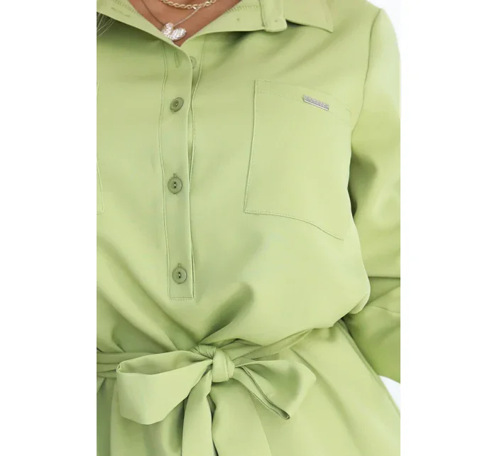 Košilové šaty s kapsami a vázáním OLIVE model 21104101 - numoco