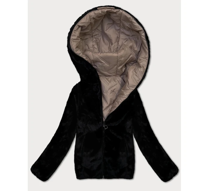 Béžovo-černá oboustranná dámská bunda pro přechodné období S'West (B8546-1201)