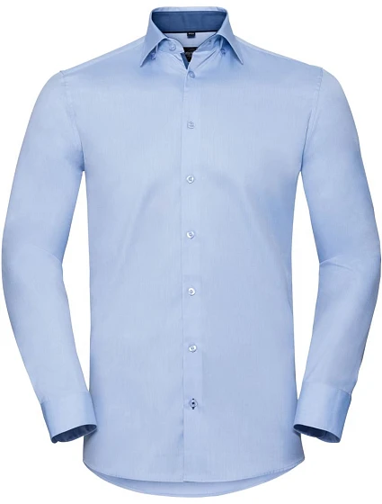 Russell Athletic 964M Kontrastní košile s dl. rukávem vzor rybí kost 11.964M light blue/mid blue/bright navy Russell Athletic 964M Kontrastní košile s dl. rukávem vzor rybí kost 11.964M light blue/mid blue/bright navy