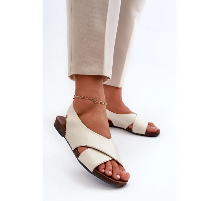 Dámské Kožené Sandály Béžové model 21664492 - Zazoo