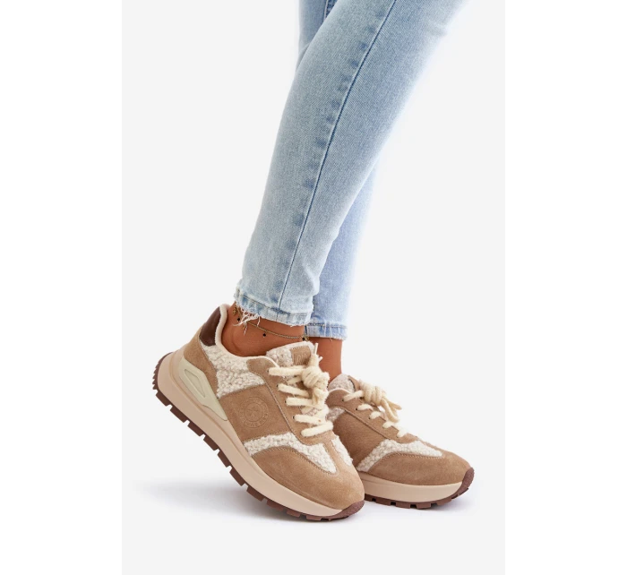 Zateplené dámské kožené sneakersy Big Star model 21675384 HIPOLY SYSTEM Béžové - Big Star Shoes