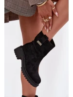 Zateplené dámské kotníkové boty na nízkém podpatku černé model 21708214 - Boto