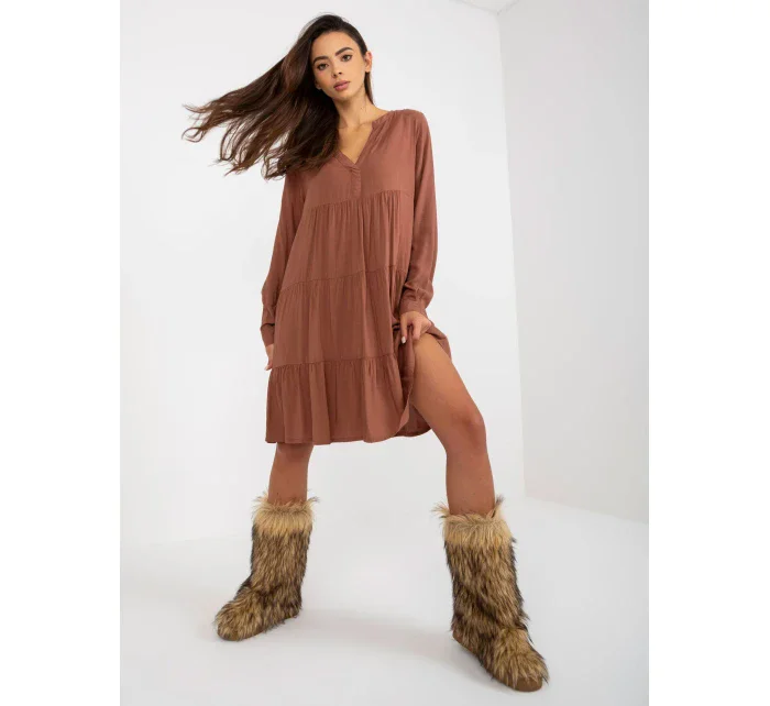 Šaty D73761M30361A hnědé