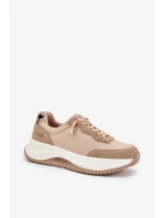 Dámské semišové tenisky na platformě Big Star HI-POLY SYSTEM – tmavě béžové