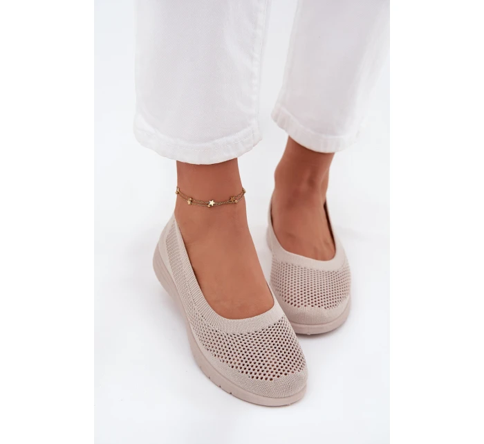 Dámské síťované baleríny ve sportovním stylu Virella – béžové