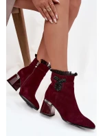 Dámské zateplené kotníkové boty z přírodního semiše D&A - bordó Dámské zateplené kotníkové boty z přírodního semiše D&A - bordó