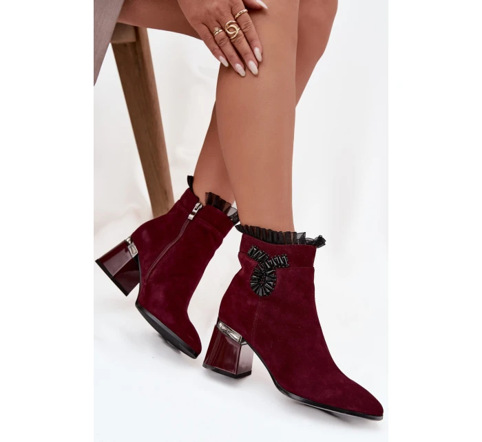 Dámské zateplené kotníkové boty z přírodního semiše D&A - bordó Dámské zateplené kotníkové boty z přírodního semiše D&A - bordó