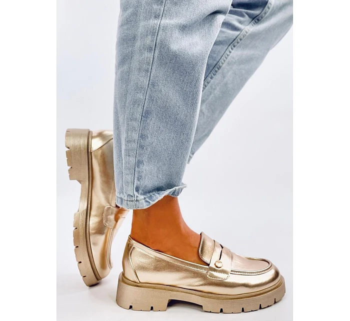 Kožené dámské mokasíny 28359 1736 zlaté - Ideal Shoes