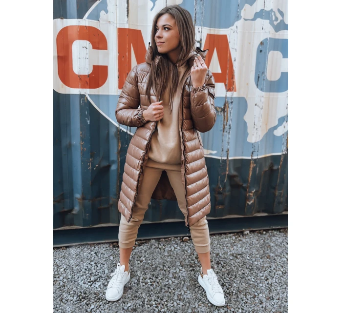Dámský zimní kabát dlouhý LESSI camel FashionStreet TY3354