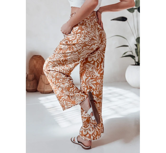 Dámské kalhoty ze široké látky TROPICAL SUN camel FashionStreet UY2633
