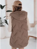 Dámská prošívaná vesta s kapucí v tmavě béžové barvě Dstreet model 21991396 - FashionStreet