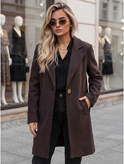 Płaszcz damski klasyczny czekoladowy model 22404917 - FashionStreet