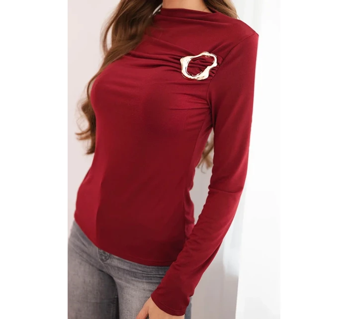 Dámská blůza s ozdobnou  z bordová model 21468714 - K-Fashion