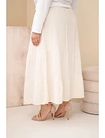 Dámská sukně Plus Size bavlněná mušelínová s volánem a gumou béžová Dámská sukně Plus Size bavlněná mušelínová s volánem a gumou béžová