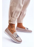 Dámské prolamované kožené mokasíny Světle růžové model 21618150 - EVENTO Dámské prolamované kožené mokasíny Světle růžové model 21618150 - EVENTO