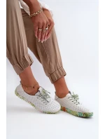 Dámské kožené polobotky se šněrováním bílé Farnalea