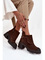 Kozačky z přírodního semiše zateplené model 21744786 čokoládové - Zazoo