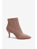 Kožené kotníkové boty na podpatku s špičatou špičkou khaki Niretta Kožené kotníkové boty na podpatku s špičatou špičkou khaki Niretta