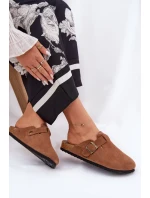 Dámské semišové pantofle s přezkou Big Star – hnědé Dámské semišové pantofle s přezkou Big Star – hnědé