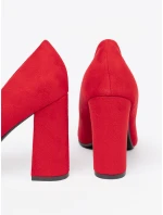 Designové dámské  lodičky červené na širokém podpatku