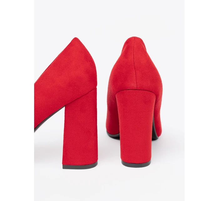 Designové dámské  lodičky červené na širokém podpatku