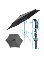 ZAHRADNÍ SLUNEČNÍK 300 CM SKLÁDACÍ ŠEDÝ