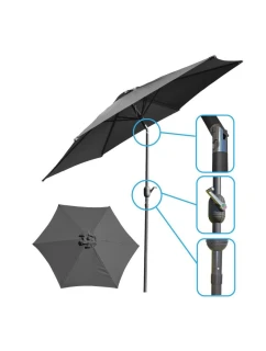 ZAHRADNÍ SLUNEČNÍK 300 CM SKLÁDACÍ ŠEDÝ