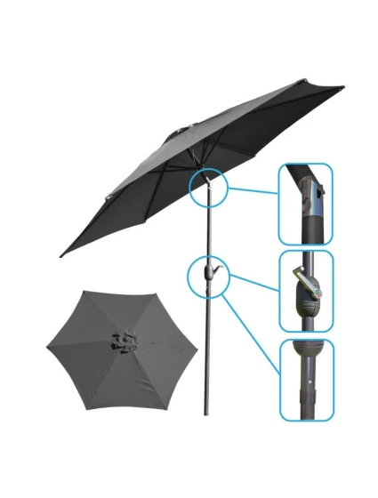 ZAHRADNÍ SLUNEČNÍK 300 CM SKLÁDACÍ ŠEDÝ