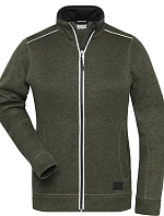 Daiber JN 897 Dámská pracovní pletená fleece bunda - Solid 02.0897 olive melange/black