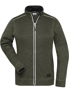 Daiber JN 897 Dámská pracovní pletená fleece bunda - Solid 02.0897 olive melange/black