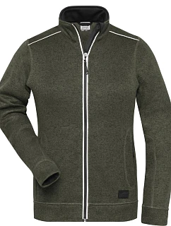 JN Dámská pracovní pletená fleece bunda Solid 02.0 olive melange/black model 22493581 - Daiber